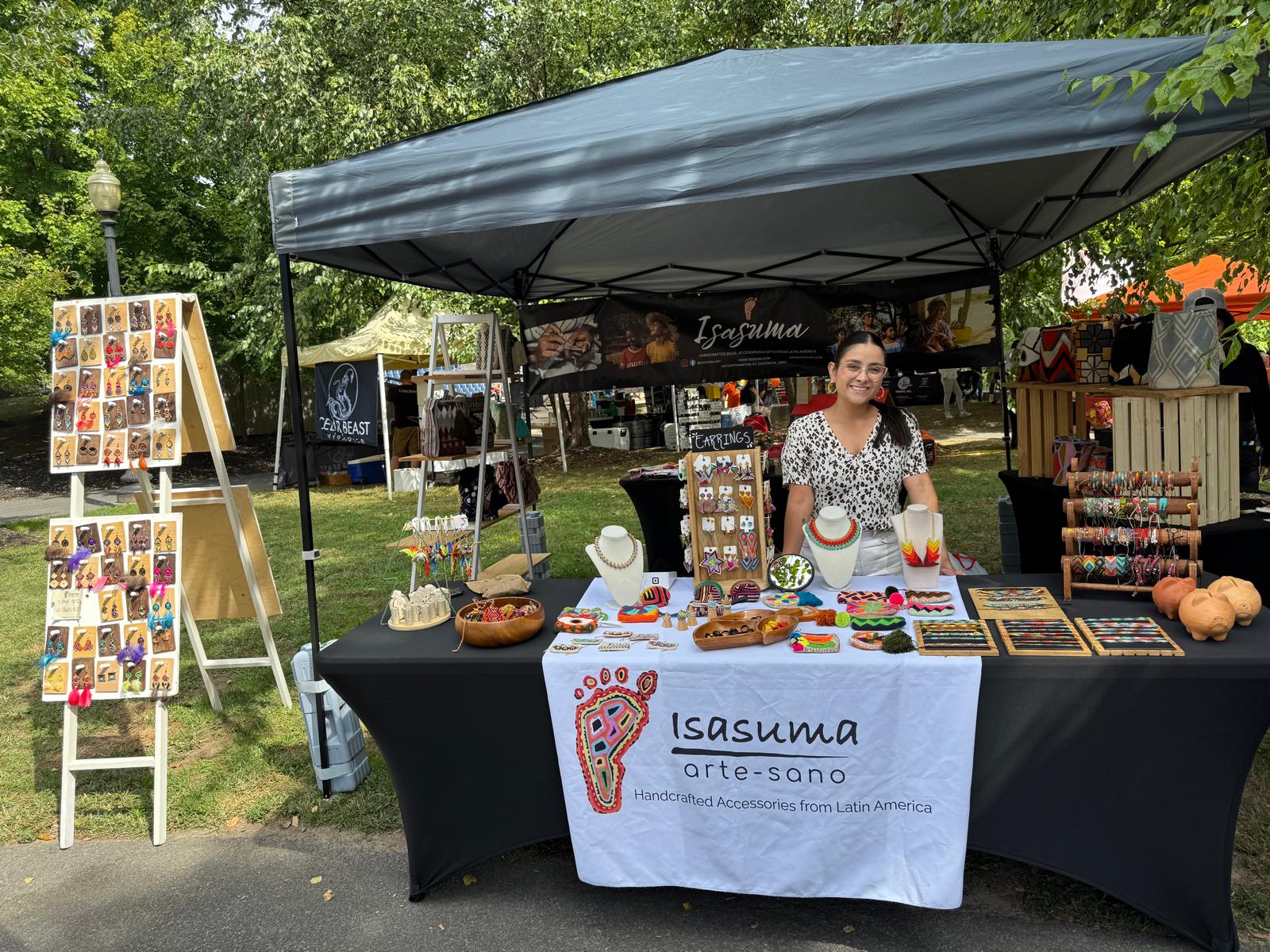 Artisan jewelry and accessories displayed at a vendor booth