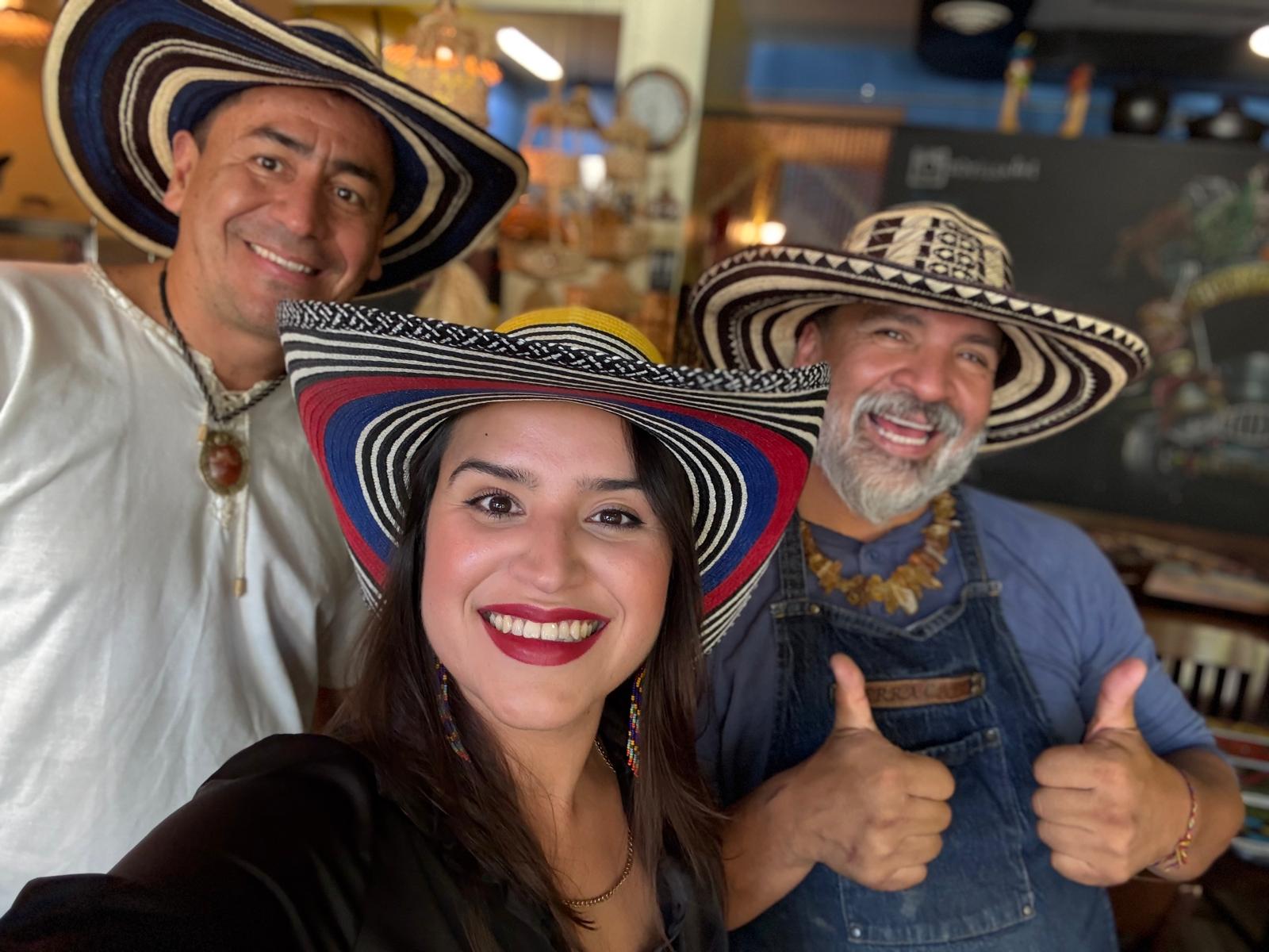 Festival community members wearing traditional Colombian hats